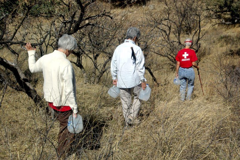 Water jugs left in the desert by The Samaritans of Tucson.