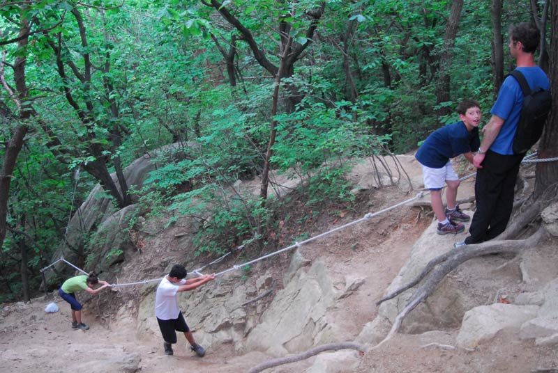 Some of the trails require a little extra effort and skill. This is an easy one. There are many trails where you only have a steal cable to grab onto. Today I took it easy on the kids. I figured at least 3 of them would survive. ;-)