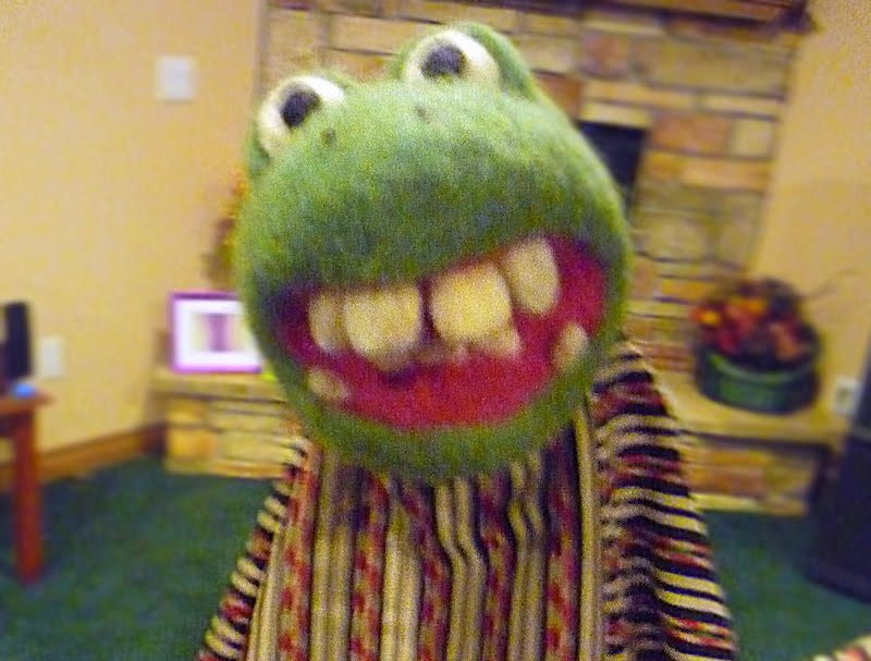 Alex doesn’t have a name for him yet…Here he is with a cape…She put arms on him later…but I don’t have a photo of that.