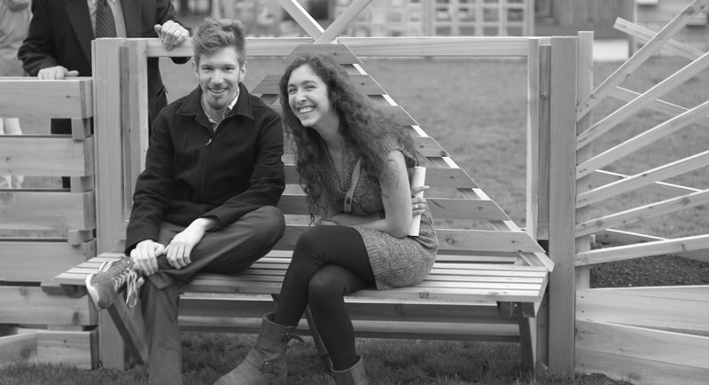 Amanda and her partner Karl designed a gate as bench (with a planter on the opposite side)…
