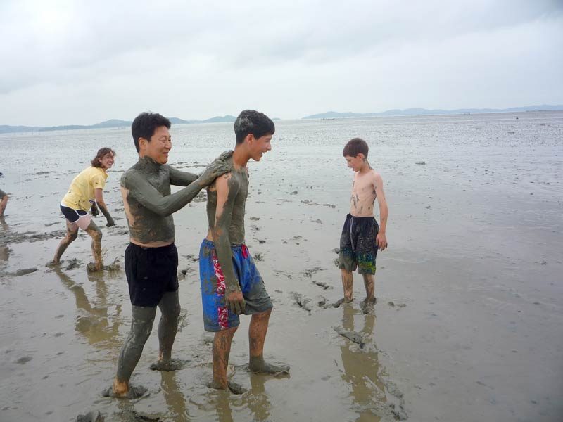 “Oh, Austin, let me put a little sunblock on your back…” “But Mr. Lee, I forgot the sunblock…” “Austin, we are in Korea! This is how we roll at the beach!”
