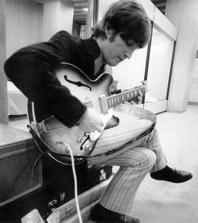 John Lennon and his Epiphone Casino…Epiphone guitars were also made in Kalamazoo. However, Gibson, the parent company, moved the production of Epiphone to Motsumoko of Japan in the early 1970s.